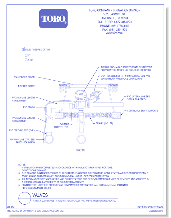 P-220 & P-220S Series - 1" and 1½" Plastic Electric Valve, Pressure Regulated