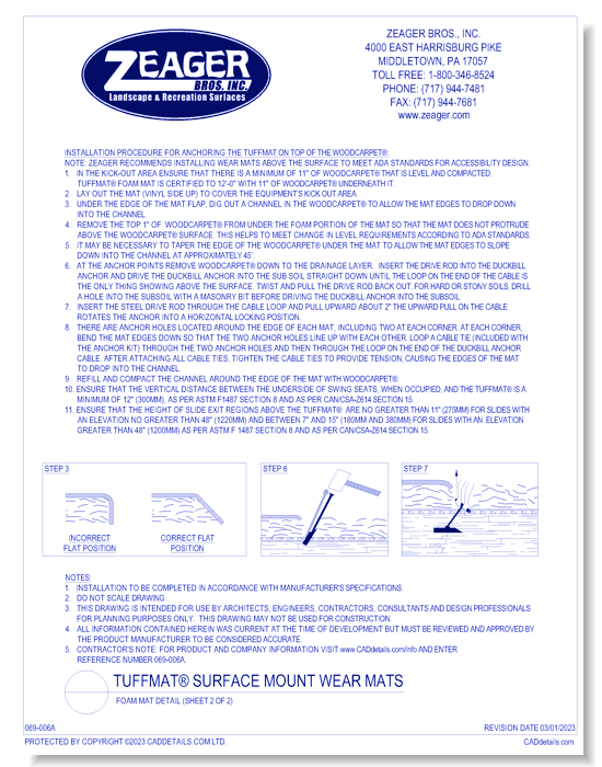 TuffMat® Surface Mount Wear Mat - Foam Mat - Installation Instructions (Sheet 2 of 2)