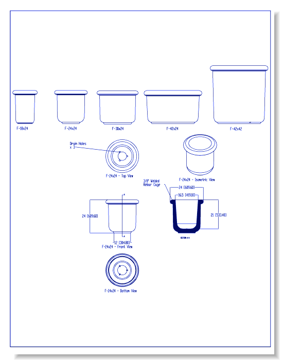 Fabres Series Round Planters: Section & Elevation