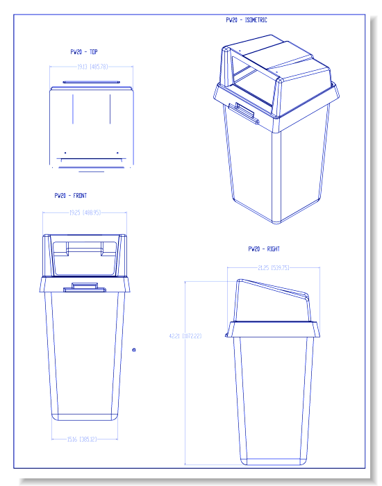 PW-20 Square Waste Receptacle