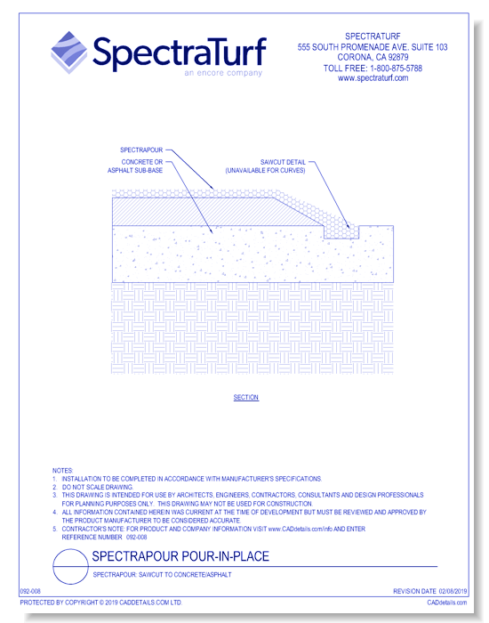 SpectraPour: Sawcut to Concrete/Asphalt
