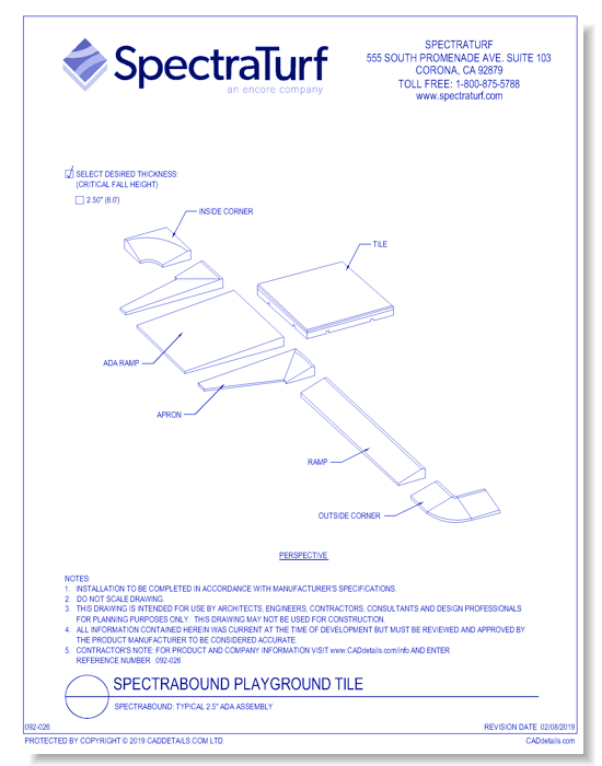 SpectraBound: Typical 2.5" ADA Assembly