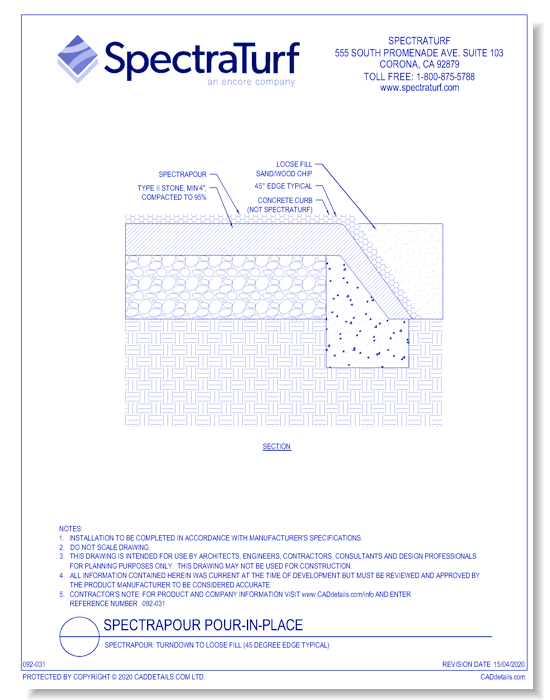 SpectraPour: Turndown to Loose Fill (45 Degree Edge Typical)