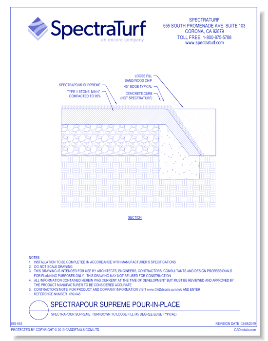SpectraPour Supreme: Turndown to Loose Fill (45 Degree Edge Typical)