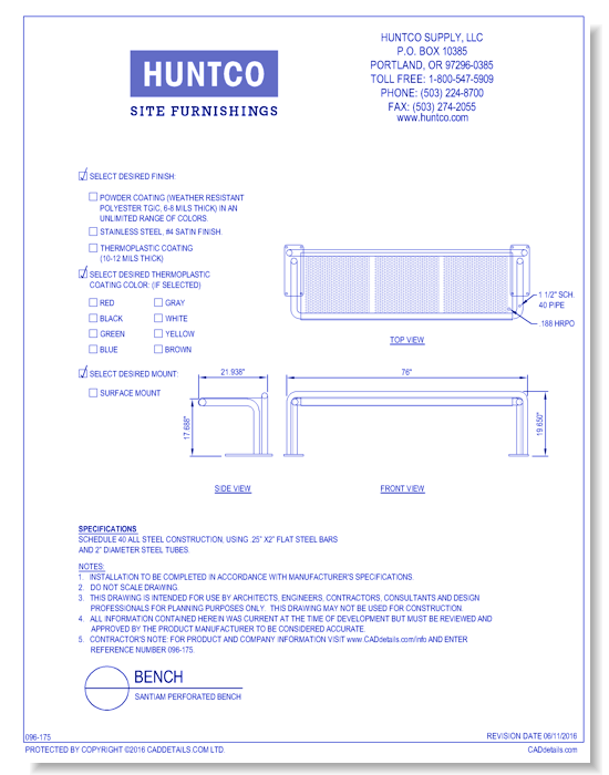 Bench: Santiam Perforated Bench