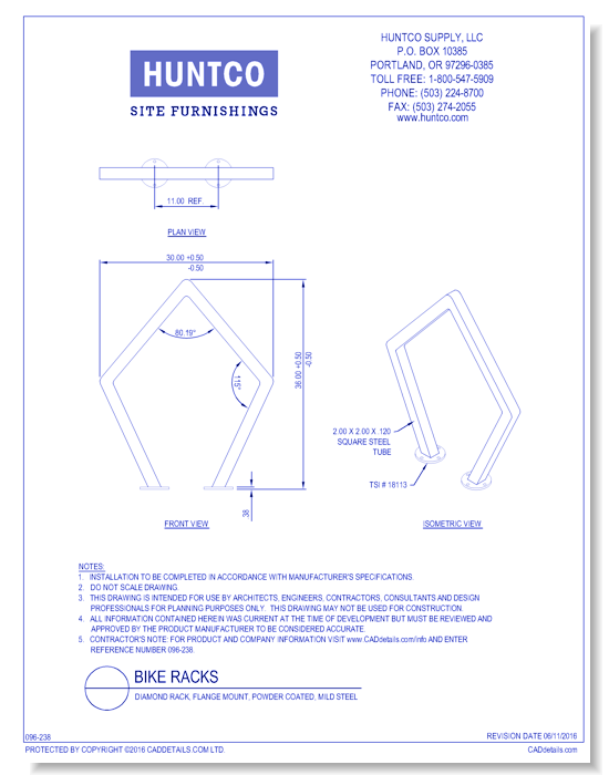 Bike Racks: Diamond Rack, Flange Mount