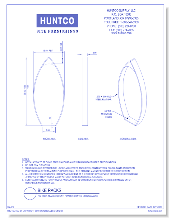 Bike Racks: Fin Rack, Flange Mount