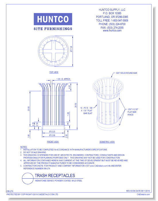 Trash Receptacles: Wenatchee Series