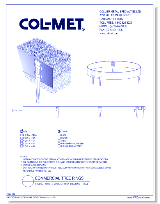 Product 14TR3 - 3' Diameter 14 ga. Tree Ring - 1 Piece