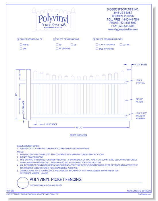 Picket Fence: Good Neighbor Concave Picket
