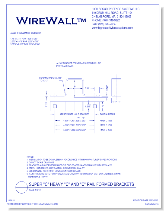 C-Post System: Super C, Heavy C and C Rail Formed Brackets - Page 1 of 2