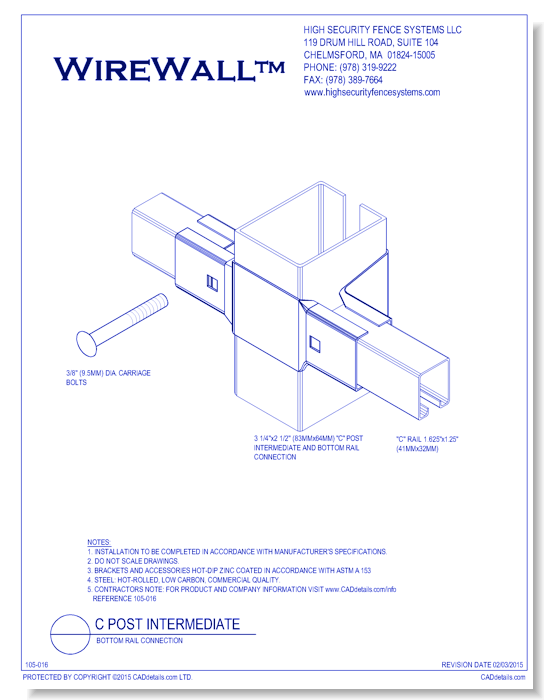 C-Post System: C-Post Intermediate / Bottom Rail Connection