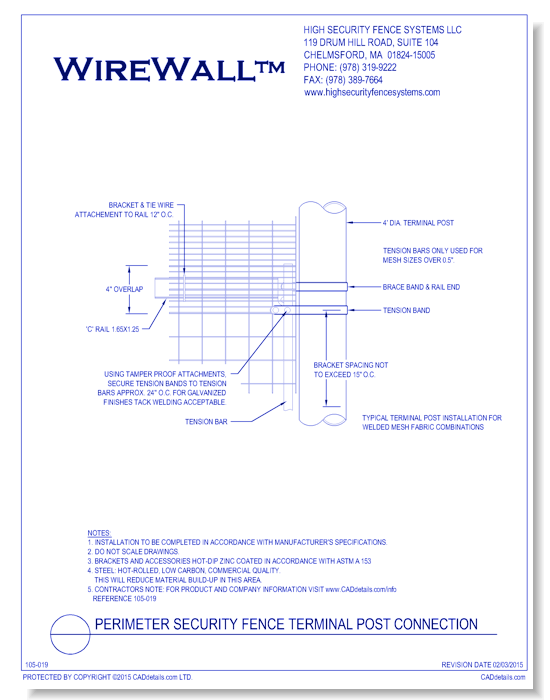 Round Post System: Perimeter Security Fence Terminal Post Connection