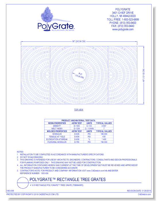 4' x 8' Rectangle PolyGrate™ Tree Grate (TSB9648FE)