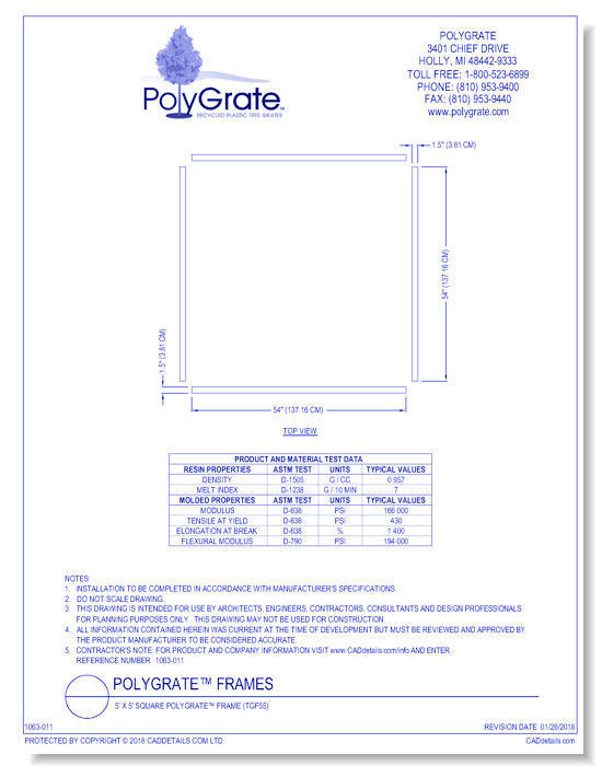 5' x 5' Square PolyGrate™ Frame (TGF55)