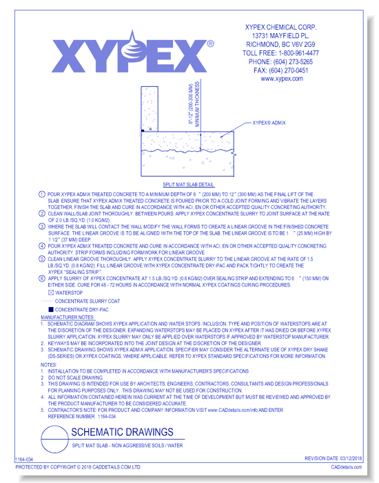 Split Mat Slab - Non Aggressive Soils/ Water