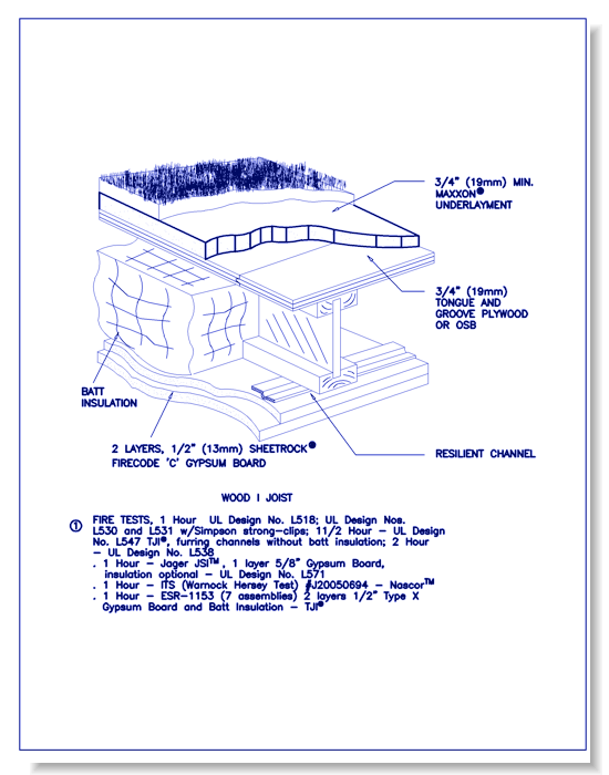 Fire Ratings/Detail Drawings - Wood Joist - 1 Hour