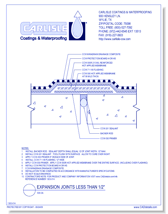 500-3A - Expansion Joints Less Than 1/2 Inch