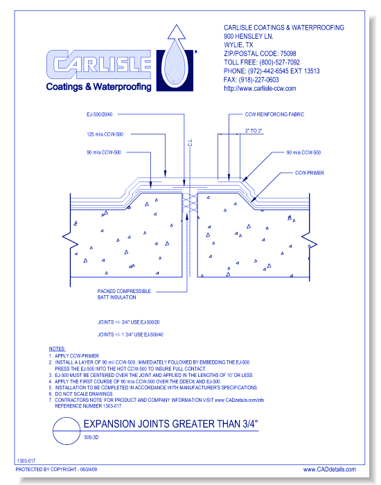 500-3D - Expansion Joints Greater Than 3/4 Inches