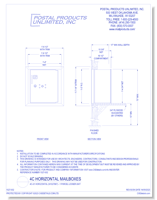 High Security 4C-X1 Horizontal (N1027867) - 1 Parcel Locker Unit