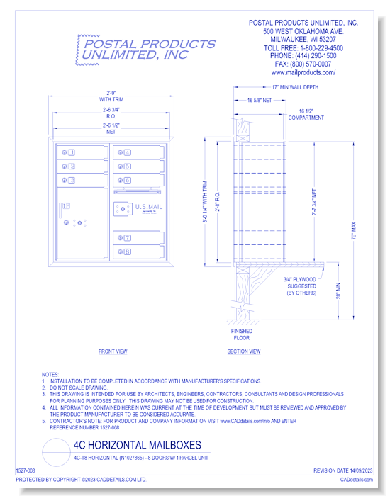 High Security 4C-T8 Horizontal (N1027865) - 8 Doors w/ 1 Parcel Unit