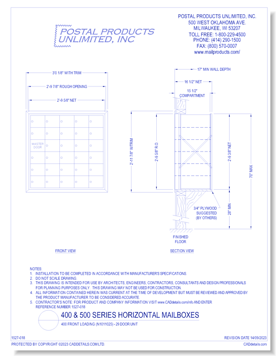 400 Front Loading (N1011025) - 29 Door Unit