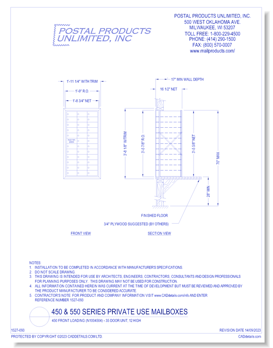 450 Front Loading (N1004504) - 35 Door Unit, 12 High