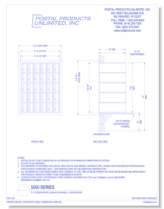P.O. Boxes Rear Loading (N1004551) - 30 Door Unit