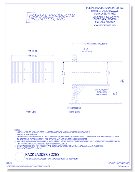 P.O. Boxes Rack Ladder Rear Loading (N1004546) - 8 Door Unit