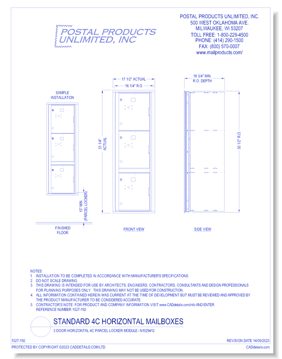 3 Door Horizontal 4C Parcel Locker Module – N1029412