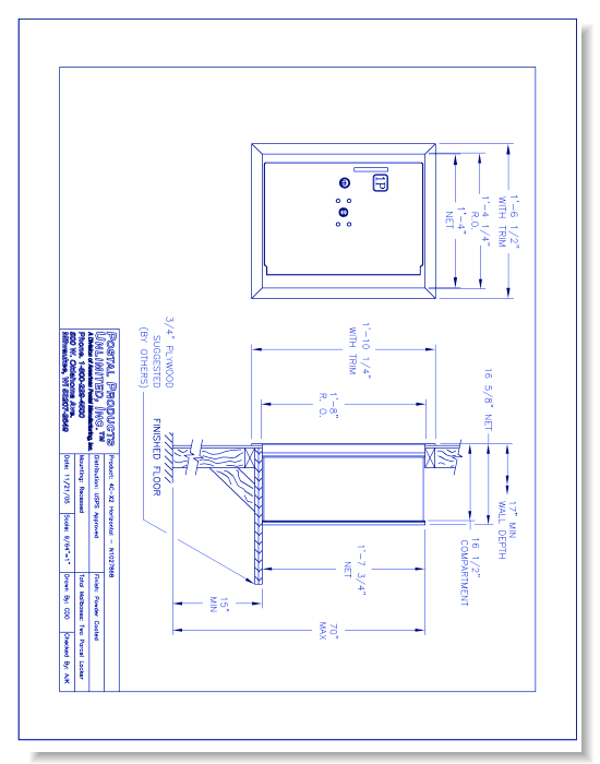 High Security 4C-X2 Horizontal (N1027868) - 2 Parcel Locker Unit