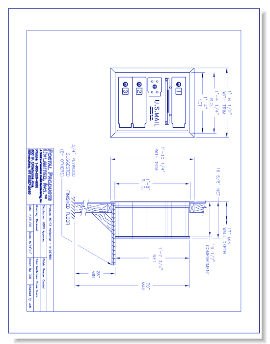 High Security 4C-T3 Horizontal (N1027860) - 3 Door Unit