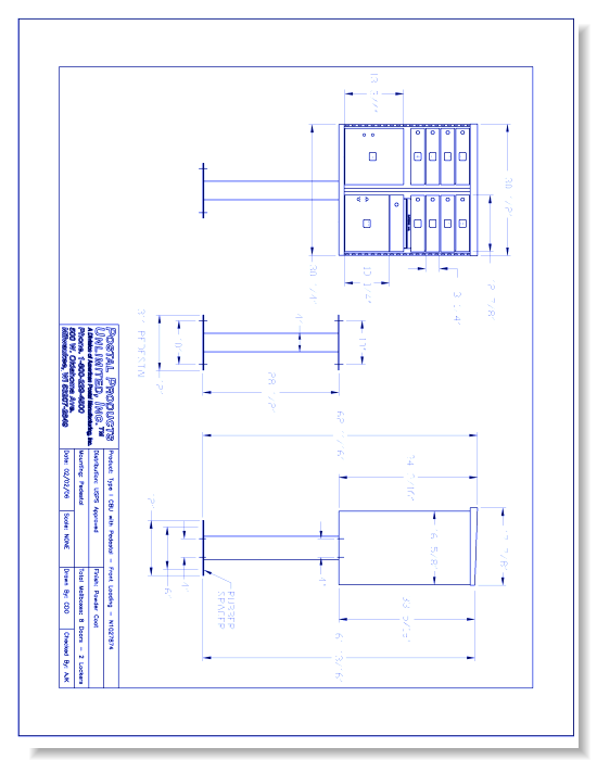 Type I CBU, no Pedestal: Front Loading (N1027874) - 8 Doors w/ 2 Lockers