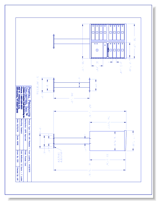 Type II CBU, no Pedestal: Front Loading (N1027875) - 12 Doors w/ 1 Locker