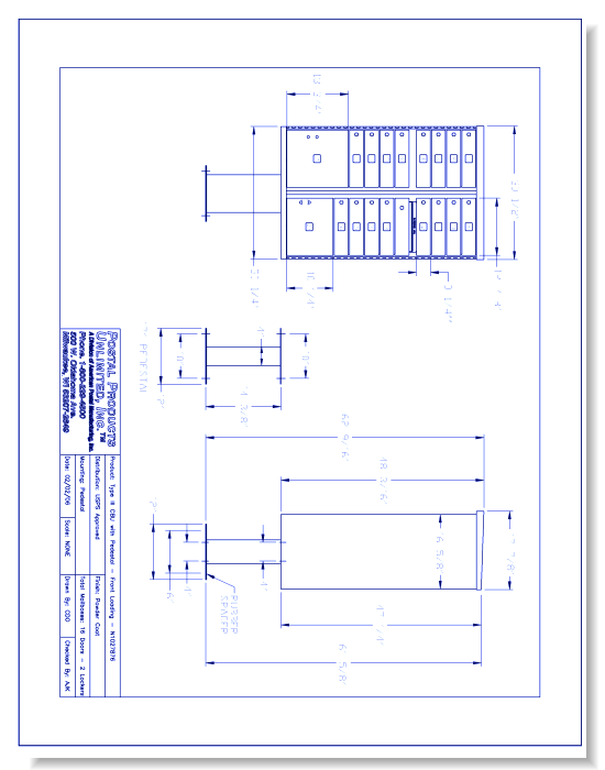 Type III CBU, no Pedestal: Front Loading (N1027876) - 16 Doors w/ 2 Lockers
