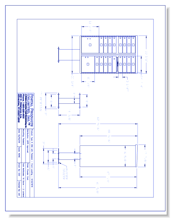 Type III CBU, no Pedestal:  Front Loading (N1027876) - 16 Doors w/ 2 Lockers