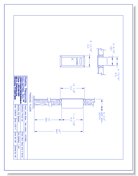 Private Use Letter Boxes Rear Loading (N1019600) - 1 Door Unit