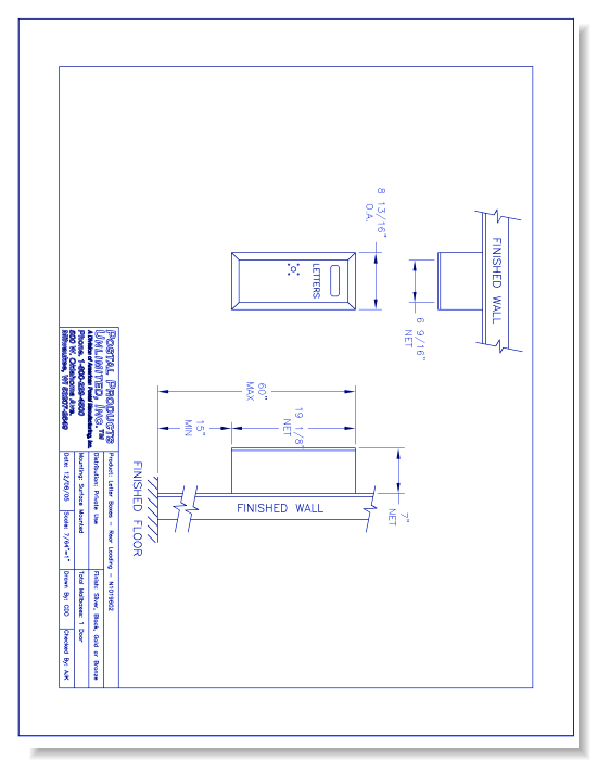 Private Use Letter Boxes Rear Loading (N1019602) - 1 Door Unit