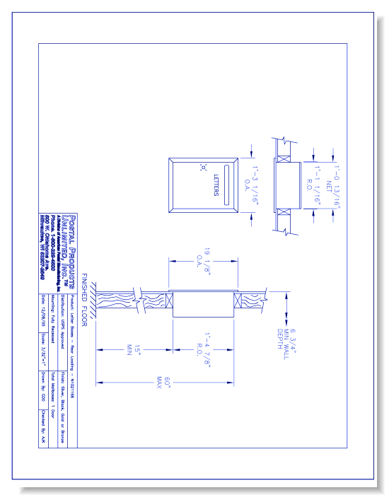 USPS Approved Letter Boxes Rear Loading (N1021168) - 1 Door Unit