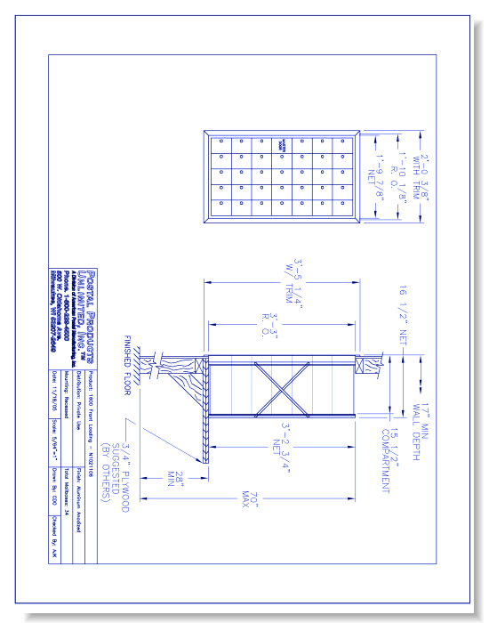 1600 Front Loading (N1021106) - 32 Door Unit, 7 high