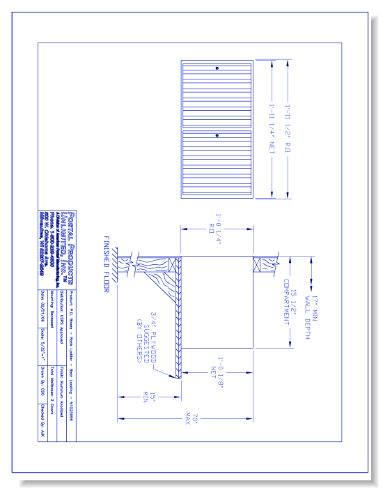 P.O. Boxes Rack Ladder Rear Loading (N1025995) - 1 Door Unit