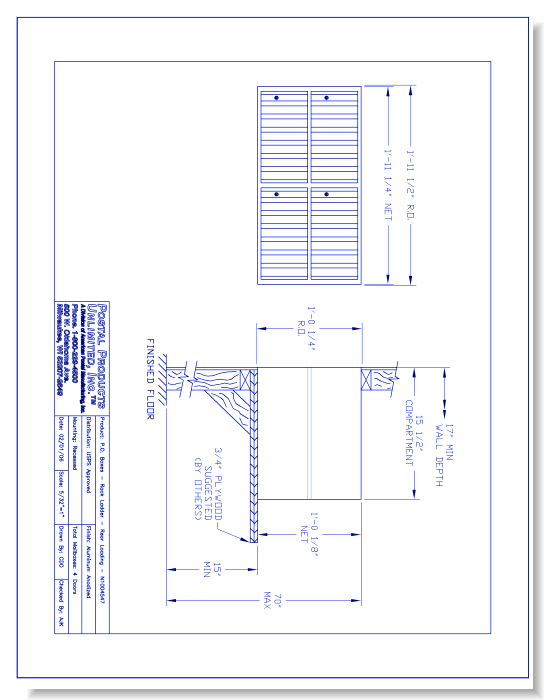 P.O. Boxes Rack Ladder Rear Loading (N1004547) - 4 Door Unit