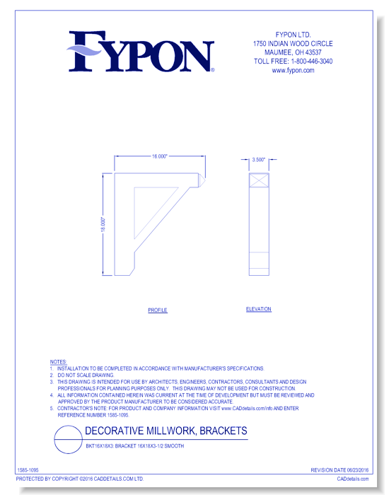 BKT16X18X3: Bracket 16x18x3-1/2 Smooth