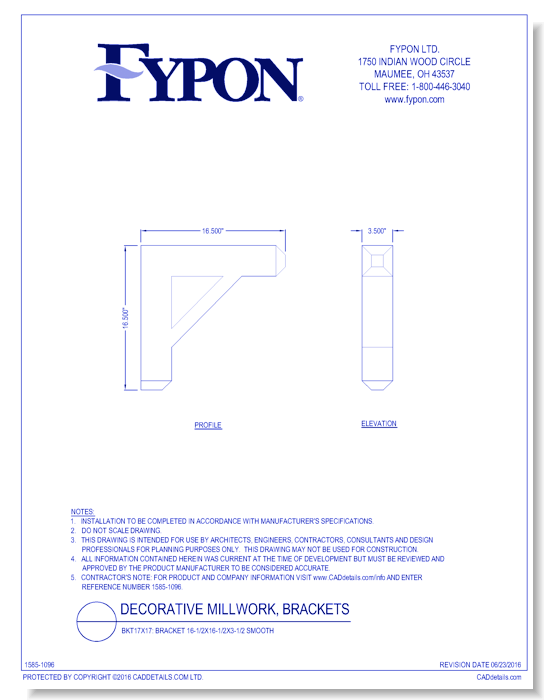 BKT17X17: Bracket 16-1/2x16-1/2x3-1/2 Smooth
