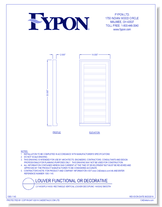 LV14X30/FLV14X30: Rectangle Vertical Louver Deco/Func 14x30x2 Smooth