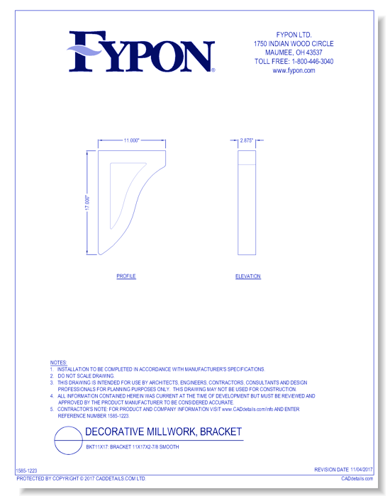 BKT11X17: Bracket 11X17X2-7/8 Smooth