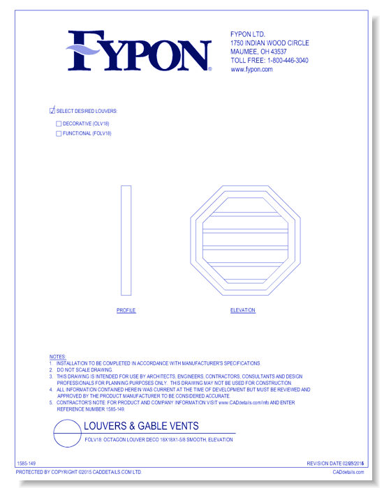 OLV18/FOLV18: Octagon Louver Deco/Func 18X18X1-5/8 Smooth