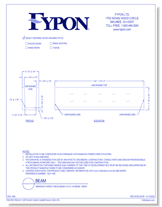 BMM6X8X144RDW: Mesa Beam 6 x 8 x 144 Beam - Mesa