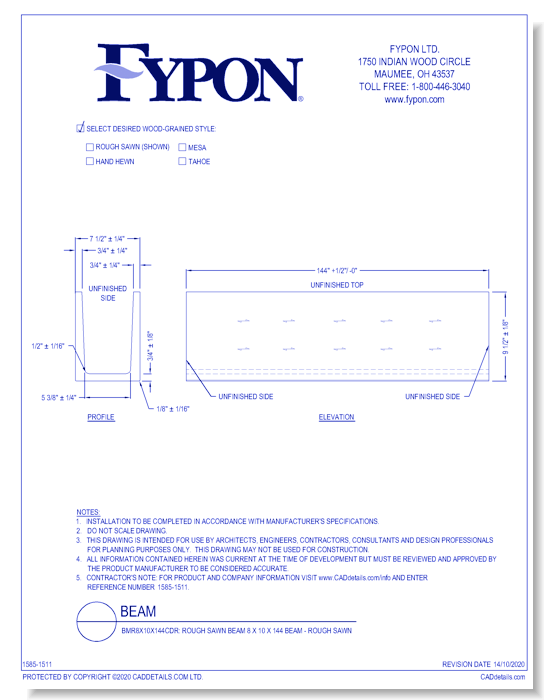 BMR8X10X144CDR: Rough Sawn Beam 8 x 10 x 144 Beam - Rough Sawn