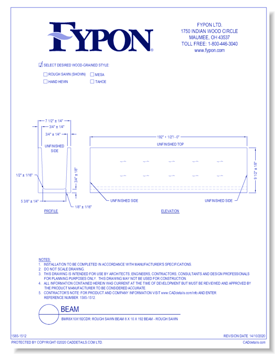 BMR8X10X192CDR: Rough Sawn Beam 8 x 10 x 192 Beam - Rough Sawn